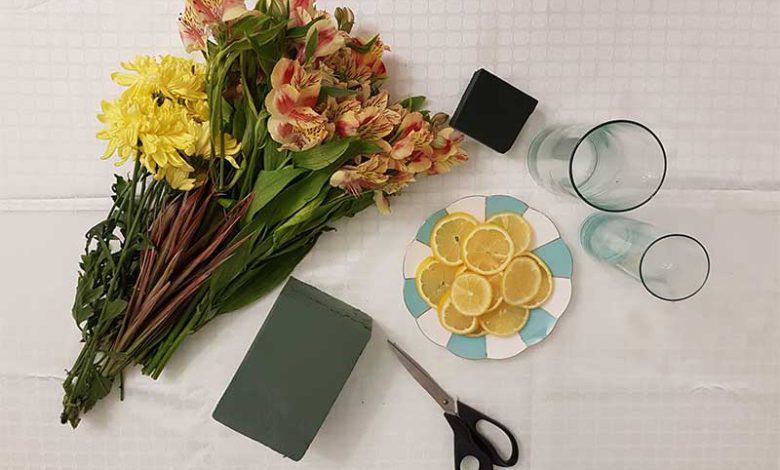 آموزش گل آرايي ایرانی در گلدان شیشه ای برای میز غذاخوری